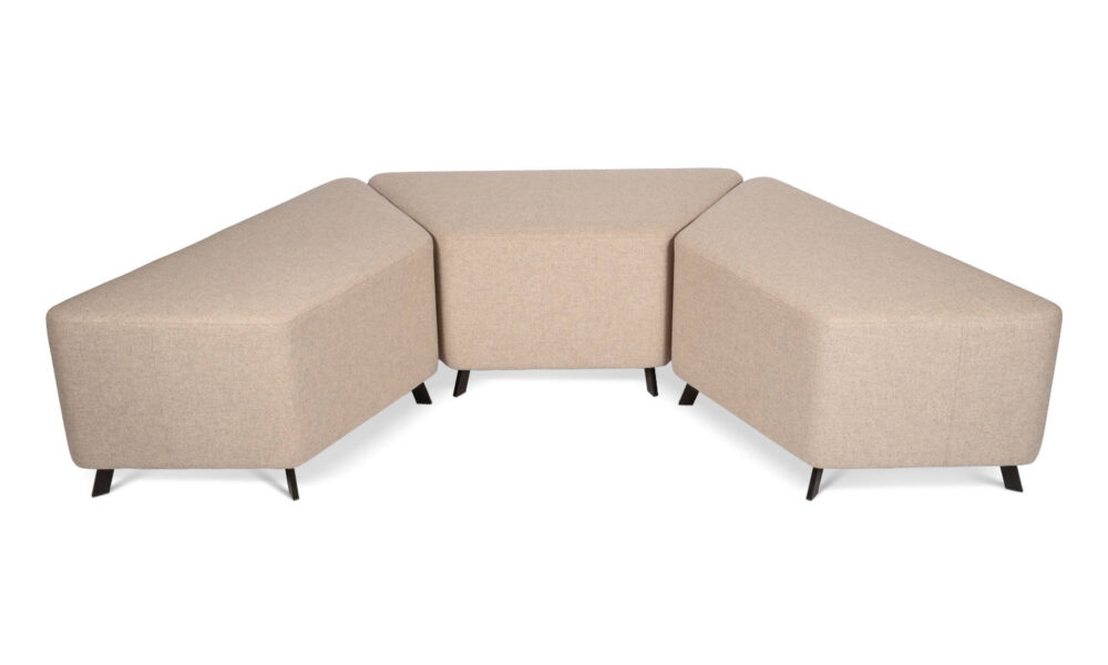 trapezium shaped ottomans grouped together