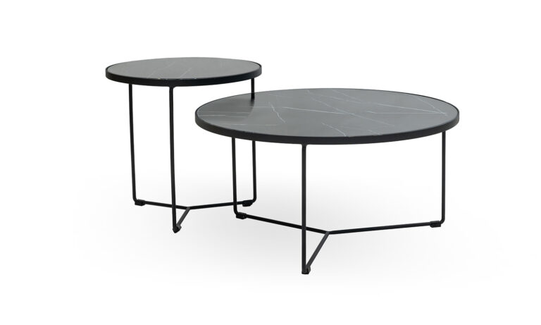 Piper Stone Black Double Cluster Coffee Table