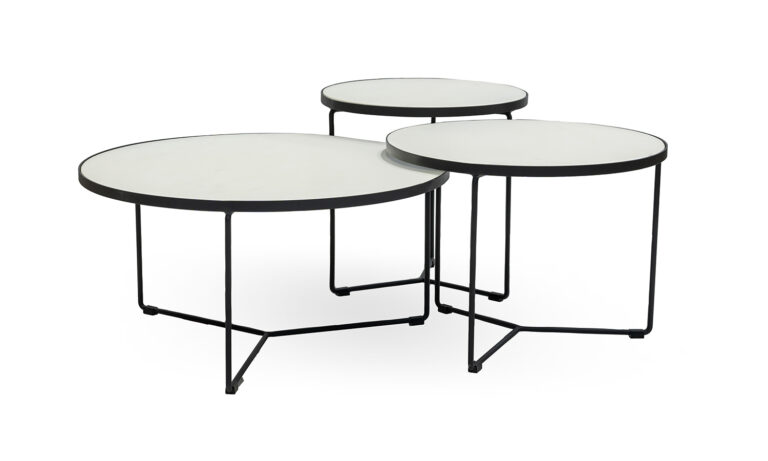 Piper Stone White Triple Cluster Coffee Tables