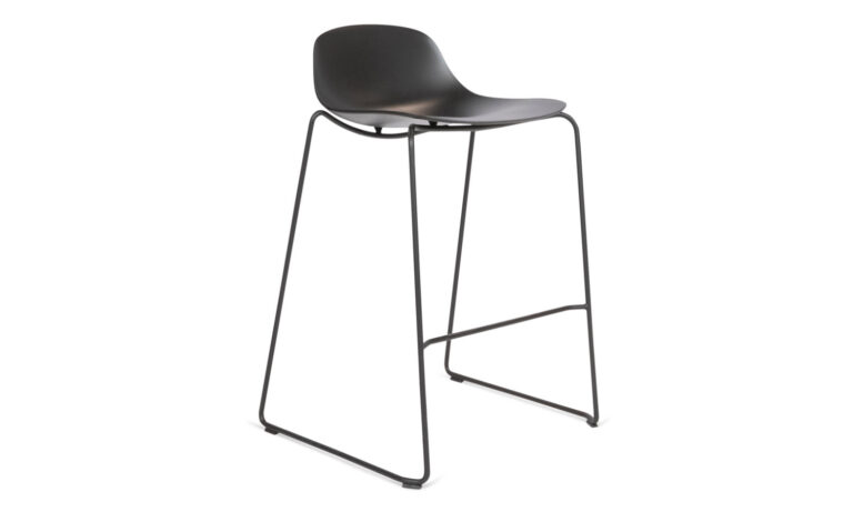 3/4 front of Agata Black Sled stool