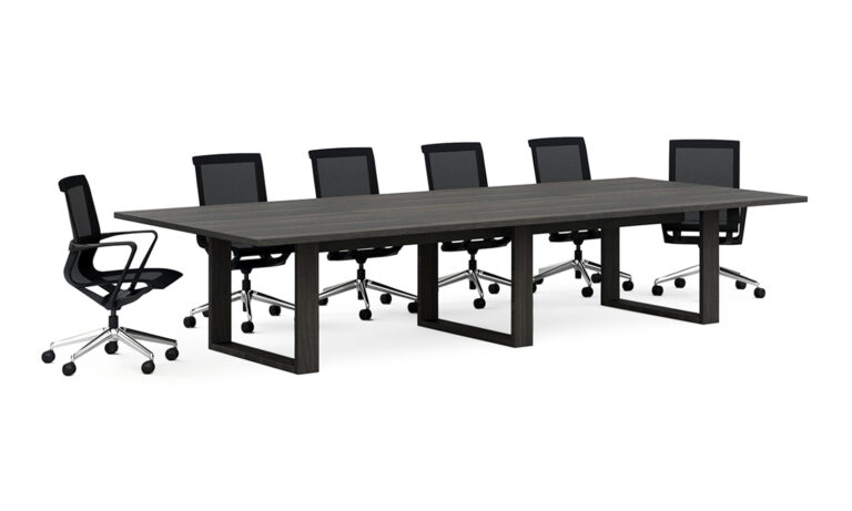 3/4 side of Eclipse Meeting Table with chairs