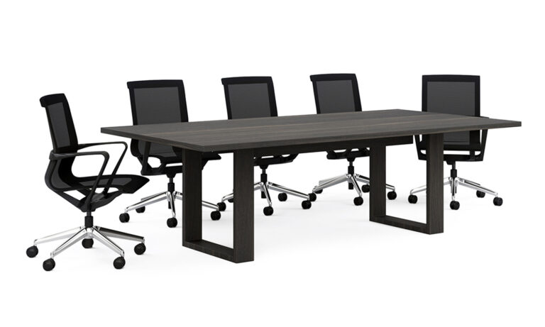 3/4 side of Eclipse Meeting Table with chairs