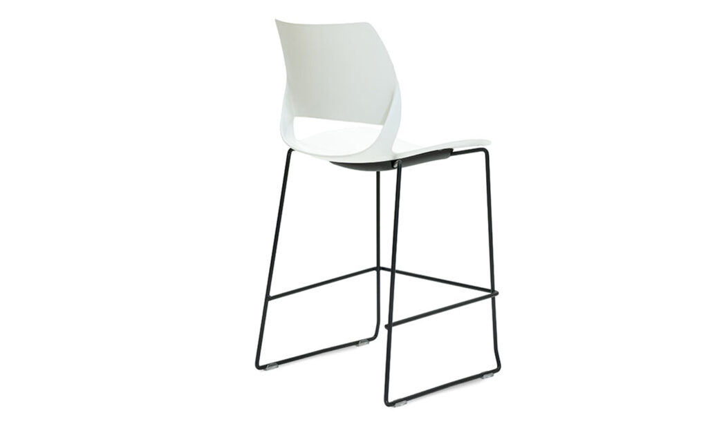 3/4 Back of White RIO Stool