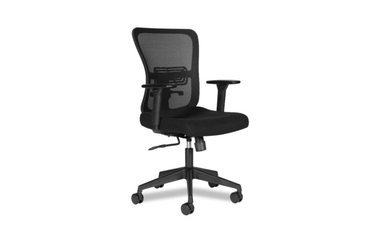 3/4 side front view of a black Wing task chair