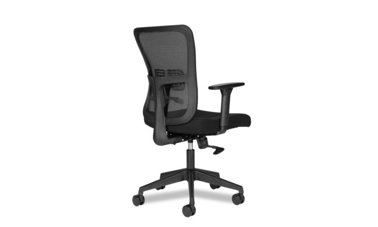 3/4 side back view of a black Wing task chair