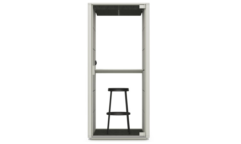 Front of White Qabin Call Acoustic Phone Booth