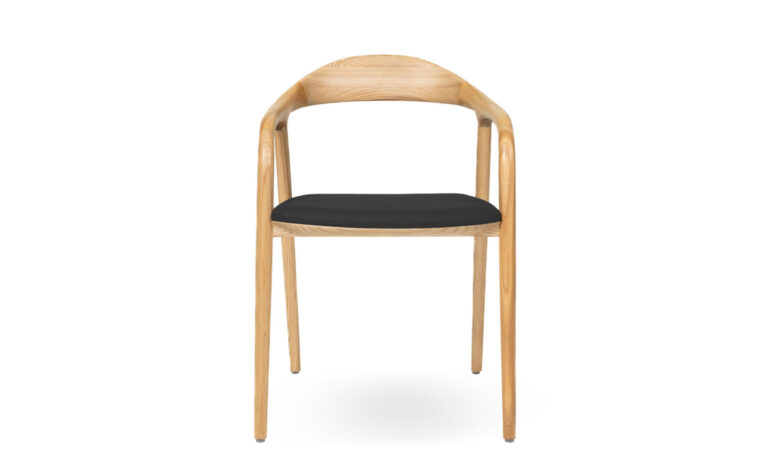 Front of Adeline Black Faux Leather Ash Visitor & Training chair