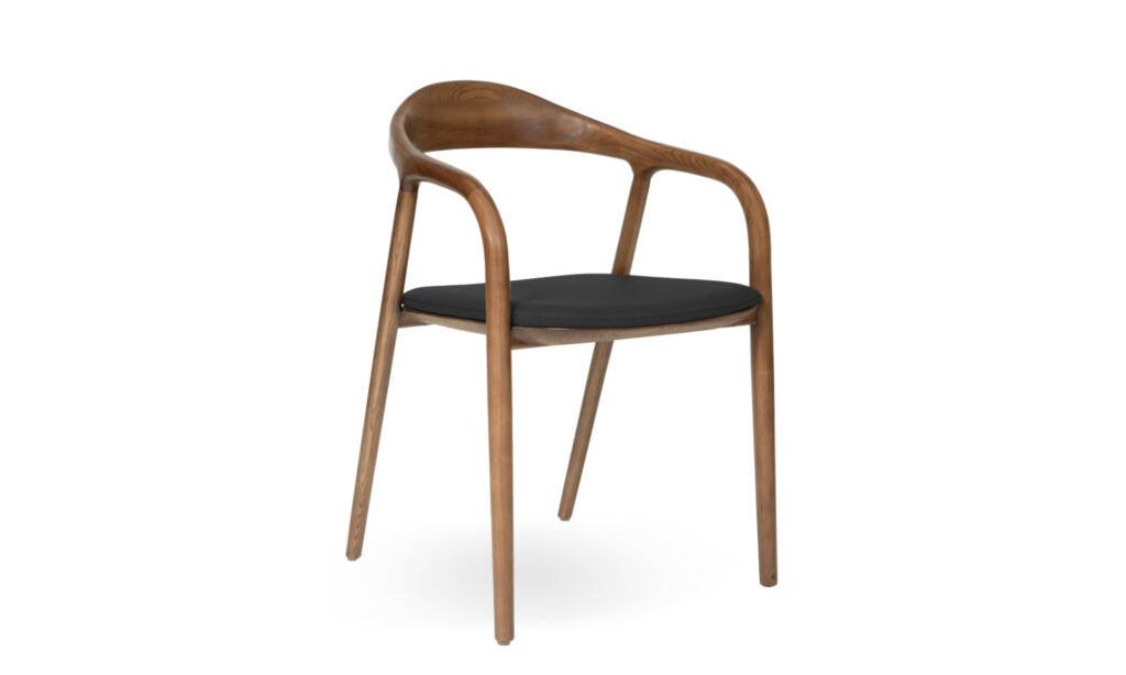 3/4 Front of Adeline Black Faux Leather Walnut Visitor & Training chair