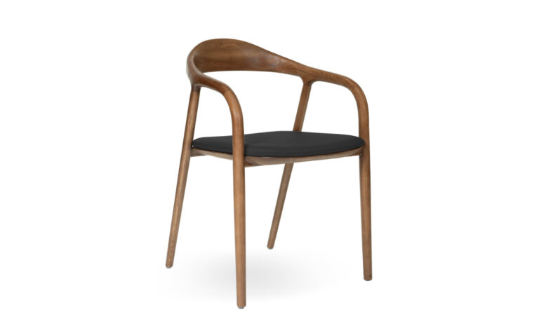 3/4 Front of Adeline Black Faux Leather Walnut Visitor & Training chair