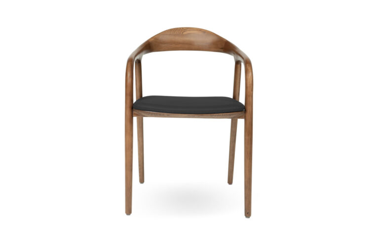 Front of Adeline Black Faux Leather Walnut Visitor & Training chair