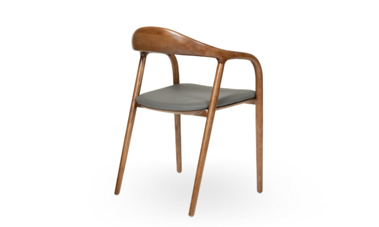 3/4 Back of Adeline Grey Faux Leather Walnut Visitor & Training chair