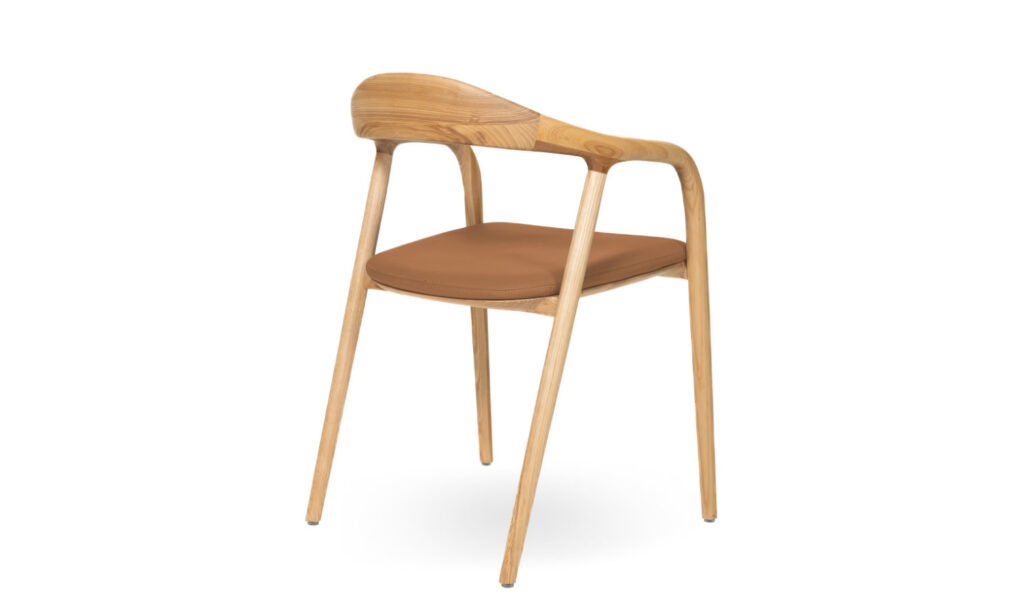 3/4 Back of Adeline Tan Faux Leather Ash Visitor & Training chair