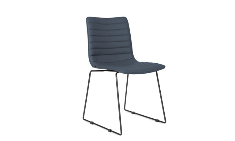 3/4 front view of Paige Blue Faux Leather Swivel Executive Meeting Chair