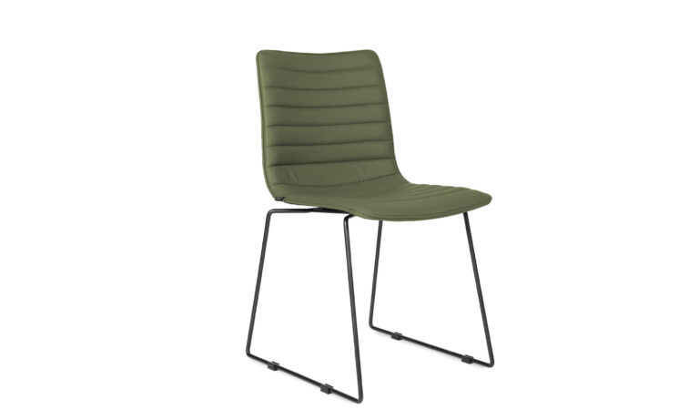 3/4 front view of Paige Green Faux Leather Swivel Executive Meeting Chair