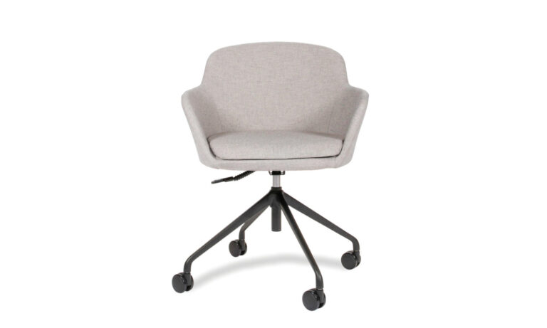 Front view of a grey Chloe fabric meeting chair