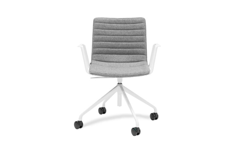 Front view of a grey Paige fabric swivel executive meeting chair