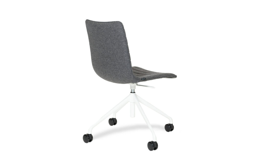 3/4 back side view of a charcoal Paige fabric swivel executive meeting chair