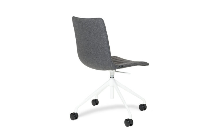3/4 back side view of a charcoal Paige fabric swivel executive meeting chair