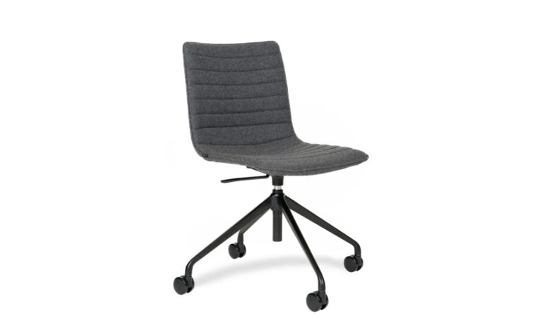3/4 front side view of a charcoal Paige fabric swivel executive meeting chair