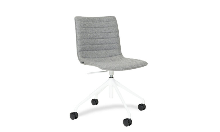 3/4 side front view of a grey Paige fabric swivel executive meeting chair