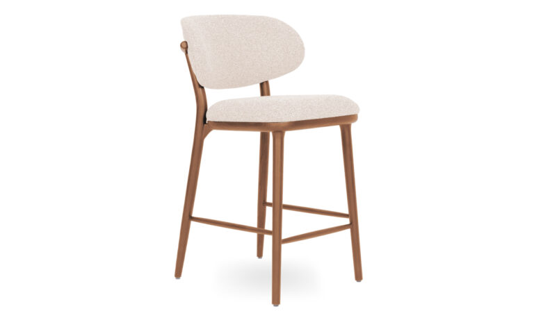 2 Matilda Stool Walnut with Beige Fabric - Side