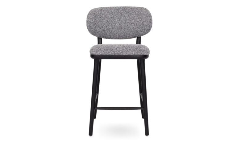 3 Matilda Stool Black Stained with Charcoal Fabric - Front