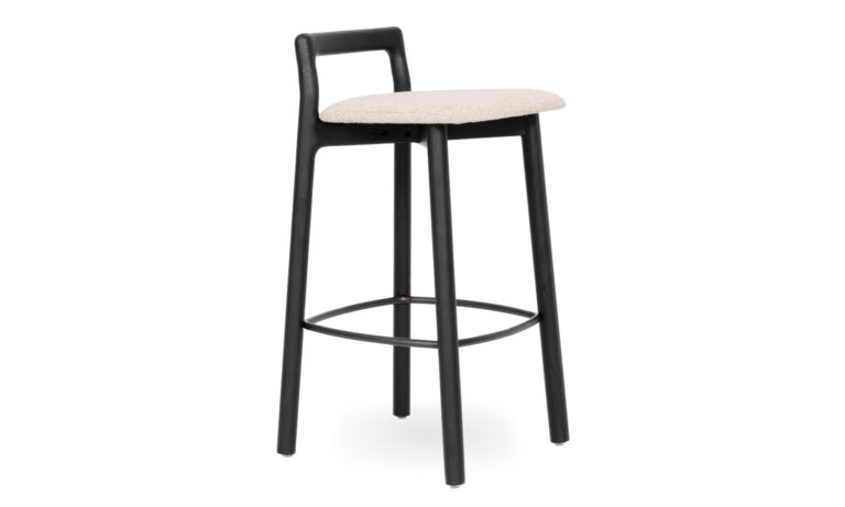 9 Orson Black Stained 650h with Beige Fabric Seat Pad - Side