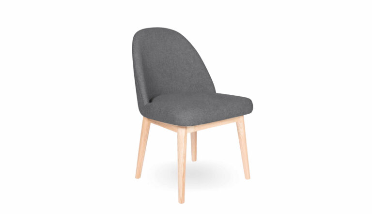 Abbey No Arms Charcoal Fabric Oak Timber - Side