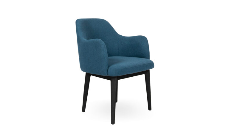 Abbey with Arms Blue Fabric Black Stained Timber - Side