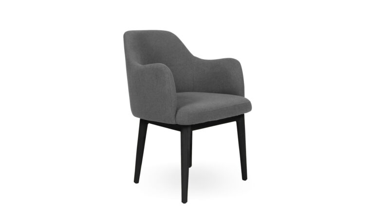 Abbey with Arms Charcoal Fabric Black Stained Timber - Side