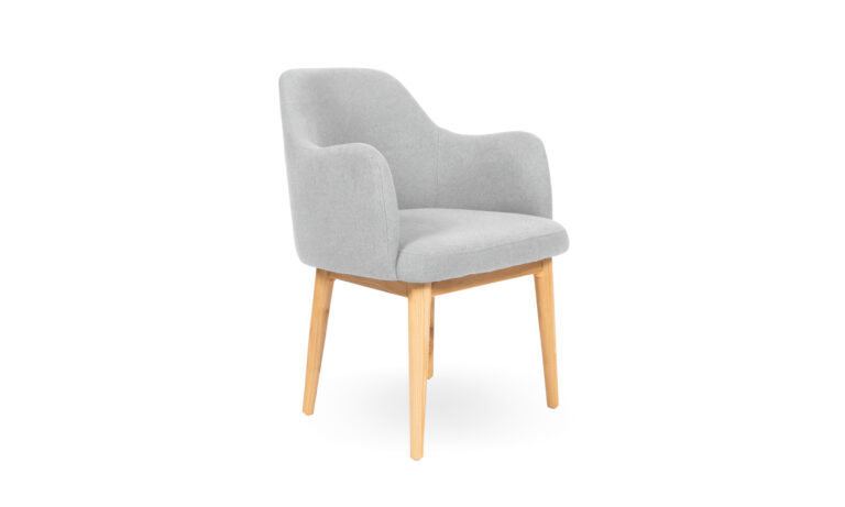 Abbey with Arms Grey Fabric Oak Timber - Side