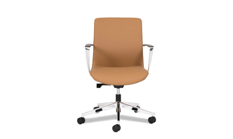 Enzo Tan Faux Leather with Chrome Base - Front