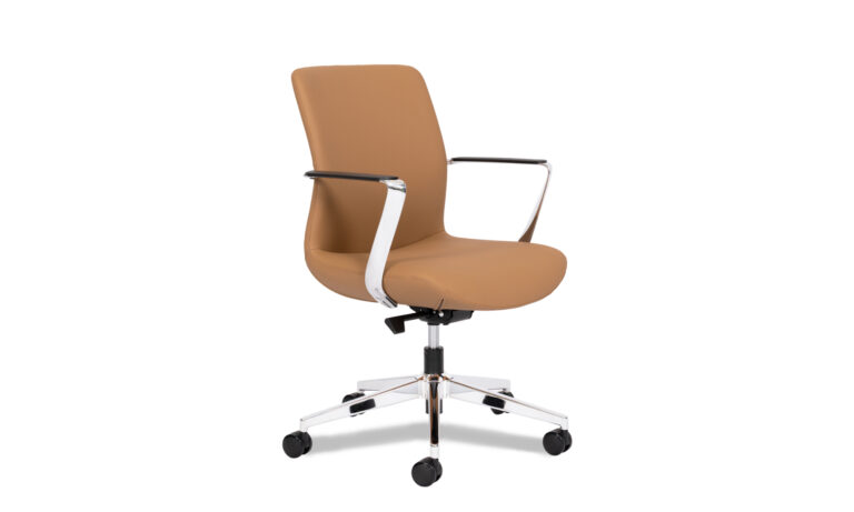 Enzo Tan Faux Leather with Chrome Base - Side