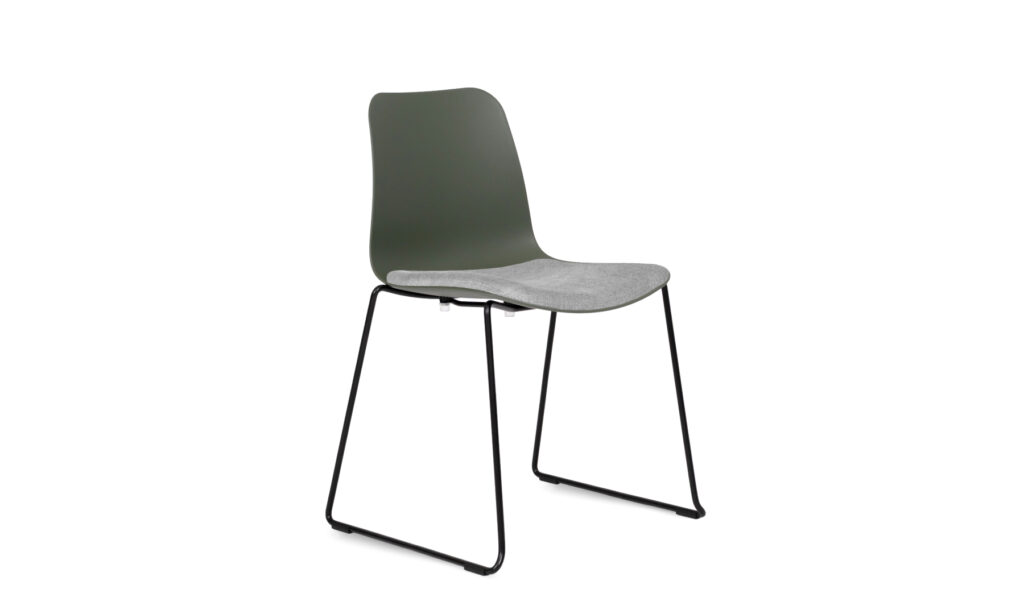 Evelyn Dark Green, Black Sled Light Grey Seat Pad - Side