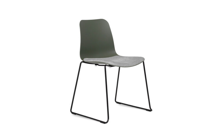 Evelyn Dark Green, Black Sled Light Grey Seat Pad - Side