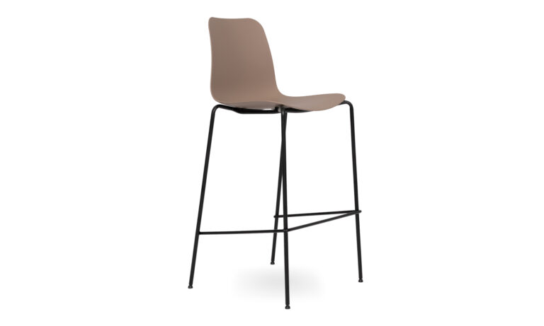 Evelyn Stool Taupe, Black Base - Side