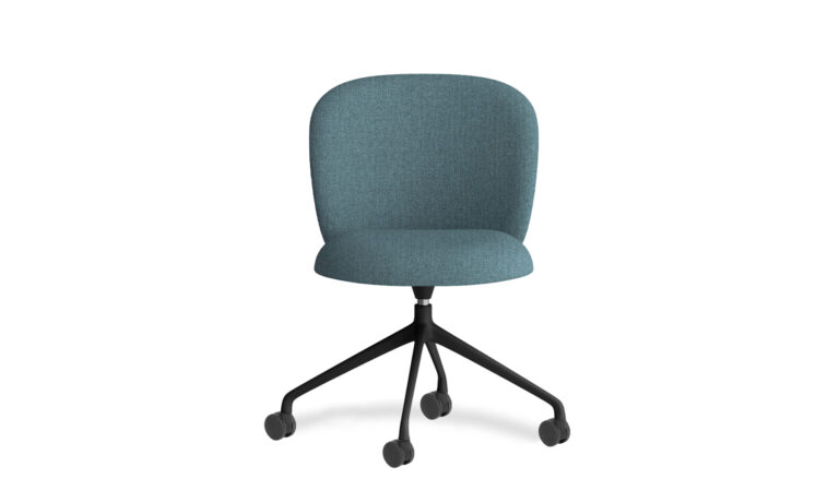 Volta Blue Upholstery 4 Star Black Swivel - Front