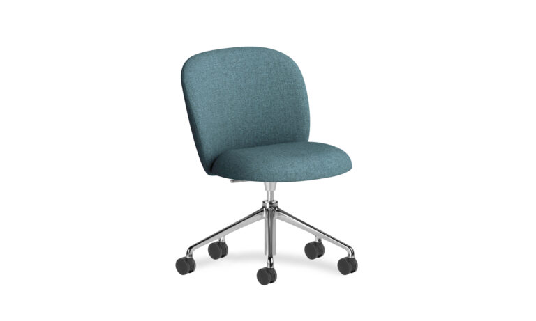 Volta Blue Upholstery 5 Star Polished Swivel - Side