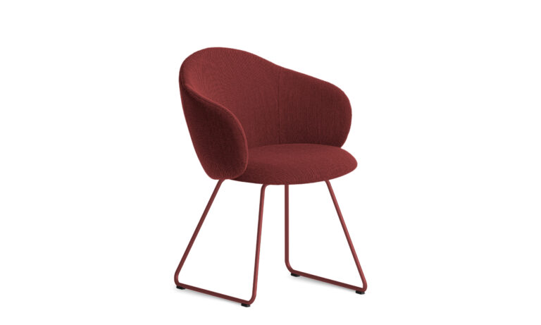 Volta Merlot Upholstery Merlot Sled with Arms - Side