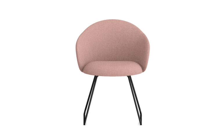 Volta Pink Upholstery Black Sled with Arms - Front
