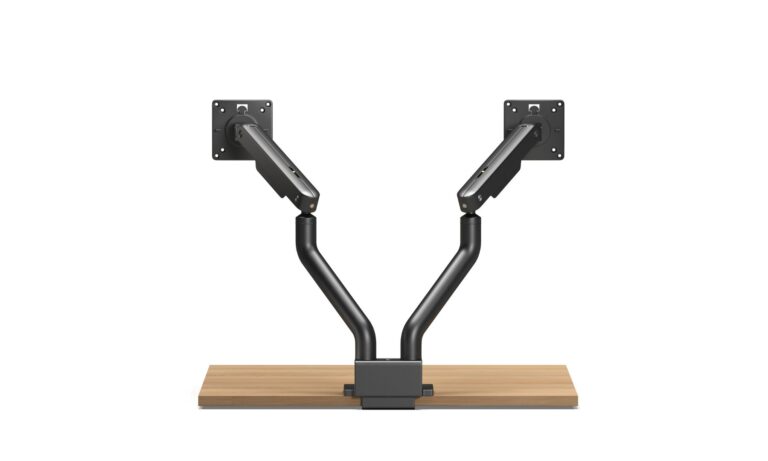 1 Axis Dual Black Monitor Arm