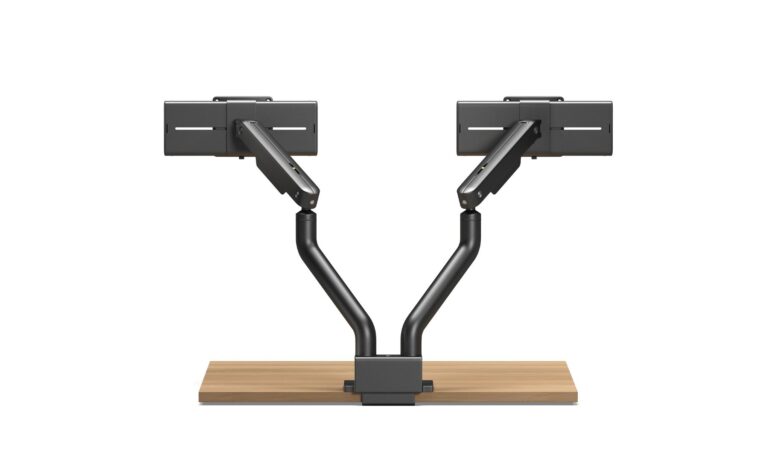 1 Axis Dual Slider Black Monitor Arm