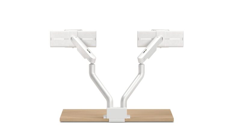 2 Axis Dual Slider White Monitor Arm