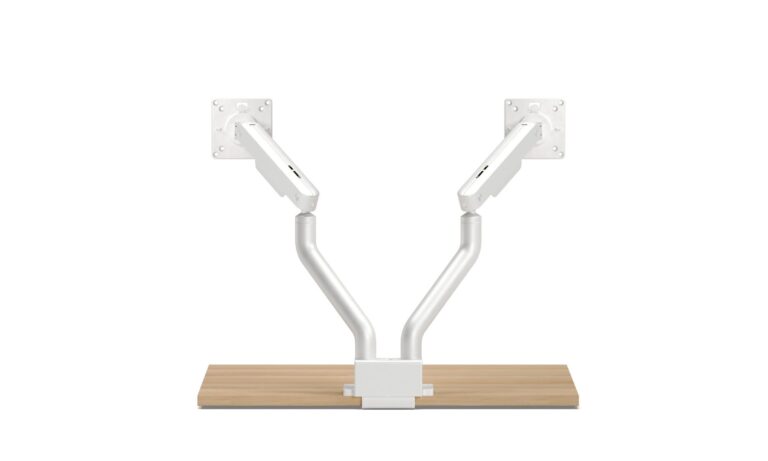 2 Axis Dual White Monitor Arm